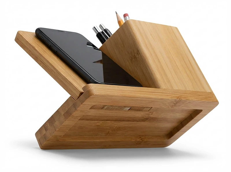 Bamboo Pen Holder with 10W Wireless Charger