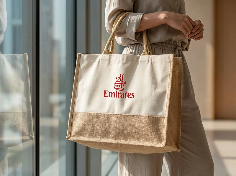 Jute And Canvas Bag with Zipper