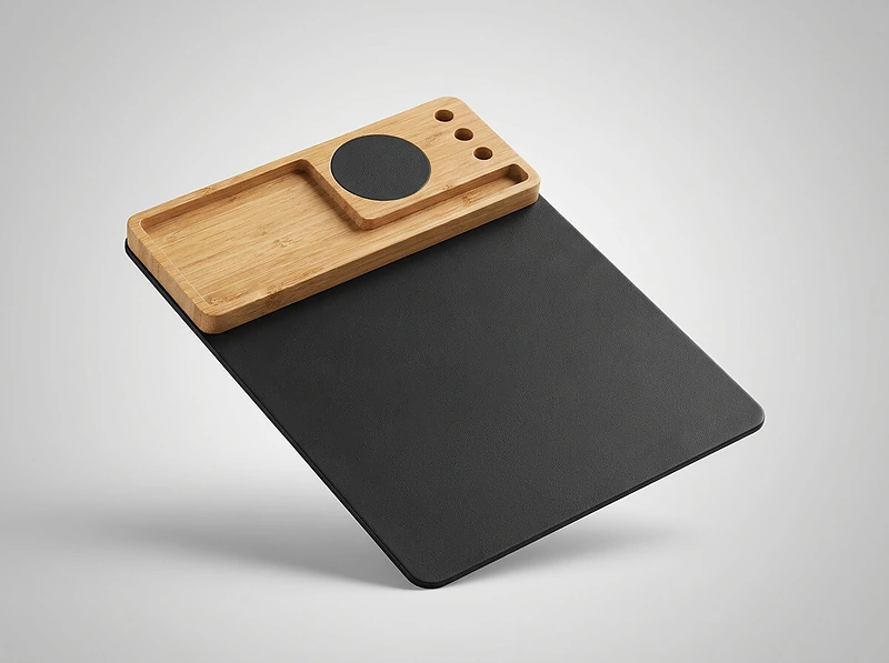 RCS PU Mousepad with Bamboo Wireless Charger