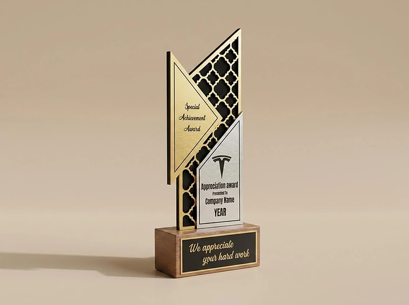Silver and gold foil trophy