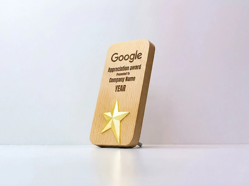 Wooden Trophy with Gold Star