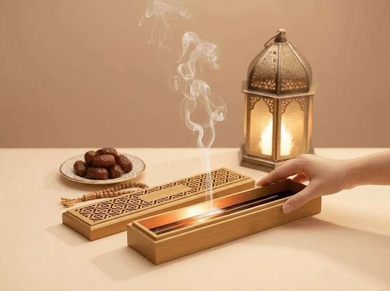 Bakhoor Burner with Bamboo Storage Box