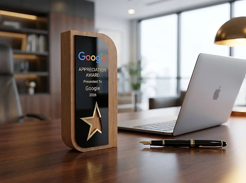 Wooden Trophy adorned with a golden star
