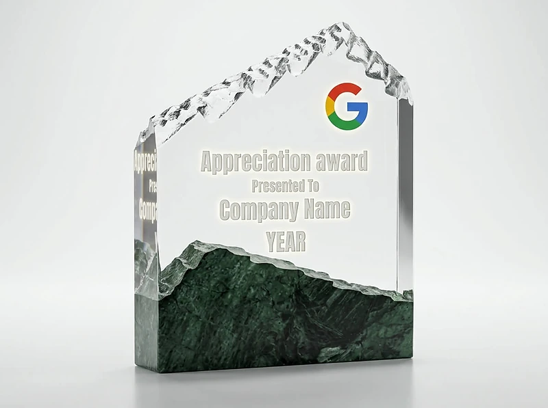 Mountain Shaped Crystal & Marble Awards in the Box