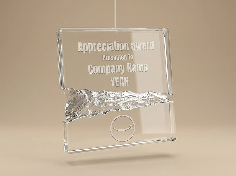Square Crystal Awards in Fiber Hardboard Box