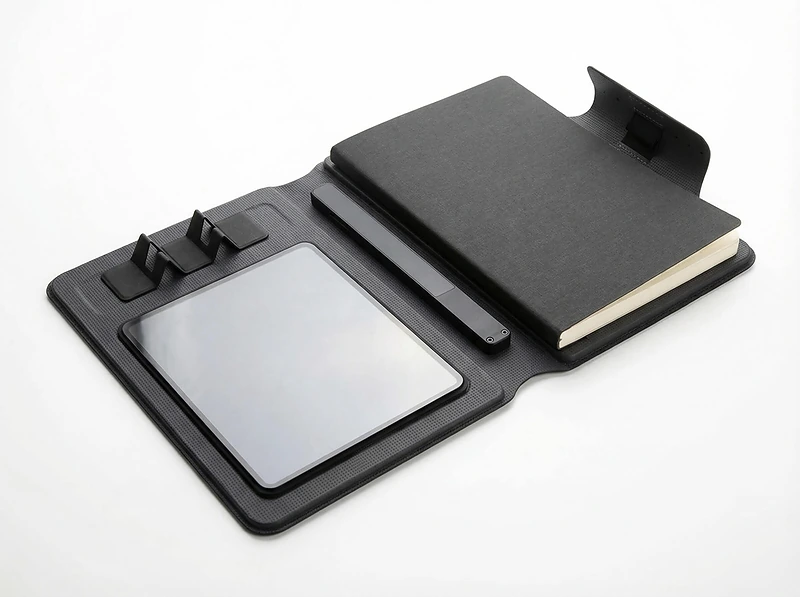 A5 Notebook Organizer with Power Bank, USB & MagSafe Charging