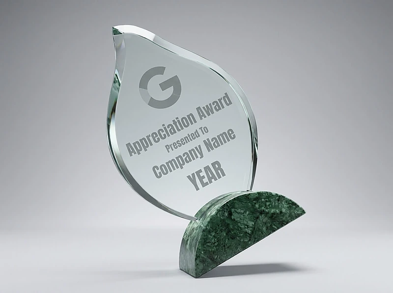 Flame Shaped Crystal & Marble Awards in Hardboard Box