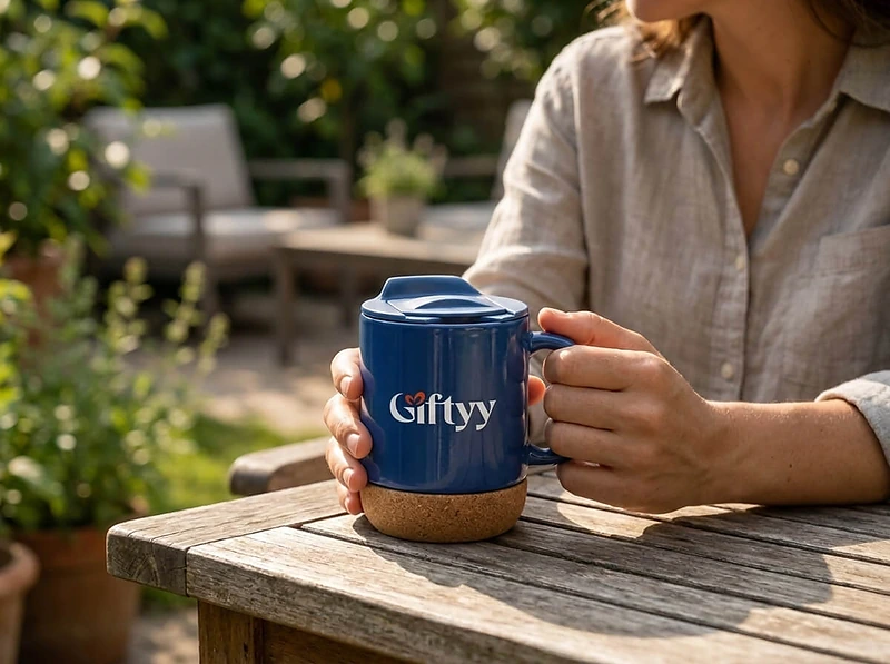 Ceramic Mug with Cork and Lid