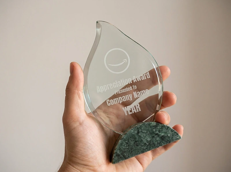 Flame Shaped Crystal & Marble Awards in Hardboard Box