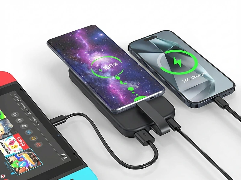 10,000mAh Power Bank with Light-Up Logo & Cable