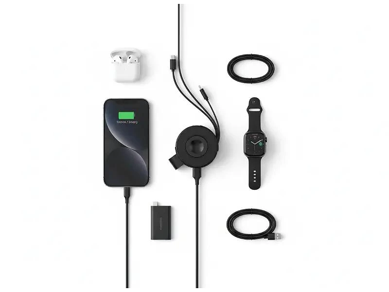 15W Wireless Charger With Retractable Cable & Dual Watch Compatibility In UAE