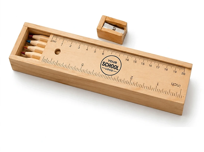 Pencil Box with 12 pencils and sharpner ruler