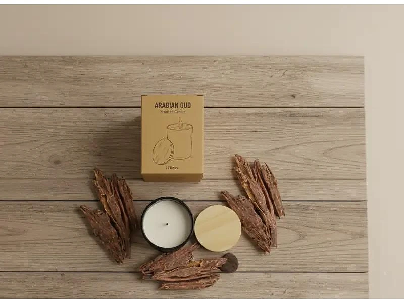 Arabian Oud Scented Candle with Bamboo Lid