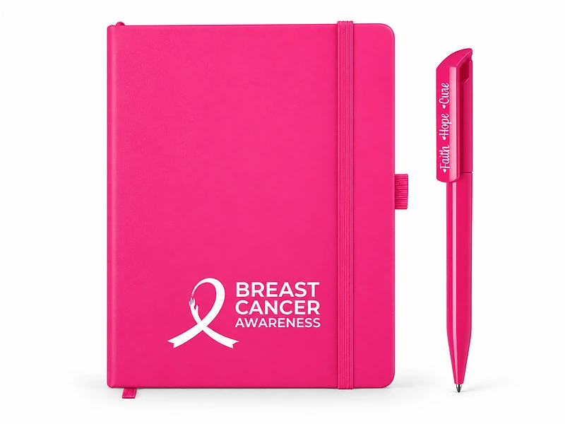 Breast Cancer Awareness Pink Notebook & Pen Set in UAE