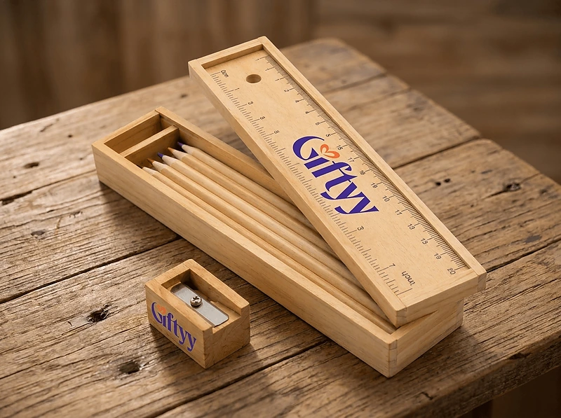 Pencil Box with 12 pencils and sharpner ruler