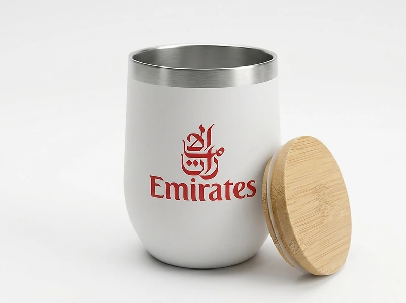 Stainless steel double wall cup with bamboo lid