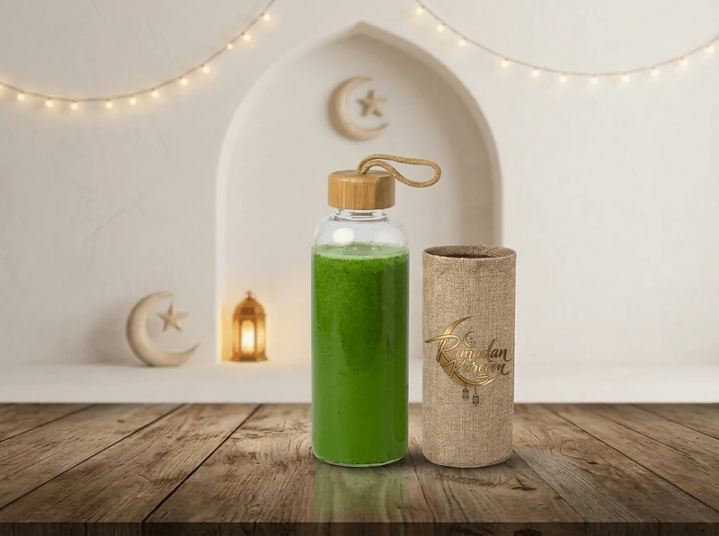 Glass Bottle with Bamboo Lid & Eco-Friendly Sleeve – 500 ml