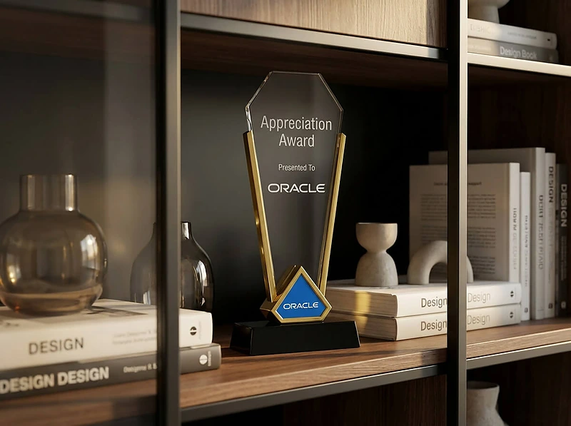 Trophy with gold edge black base