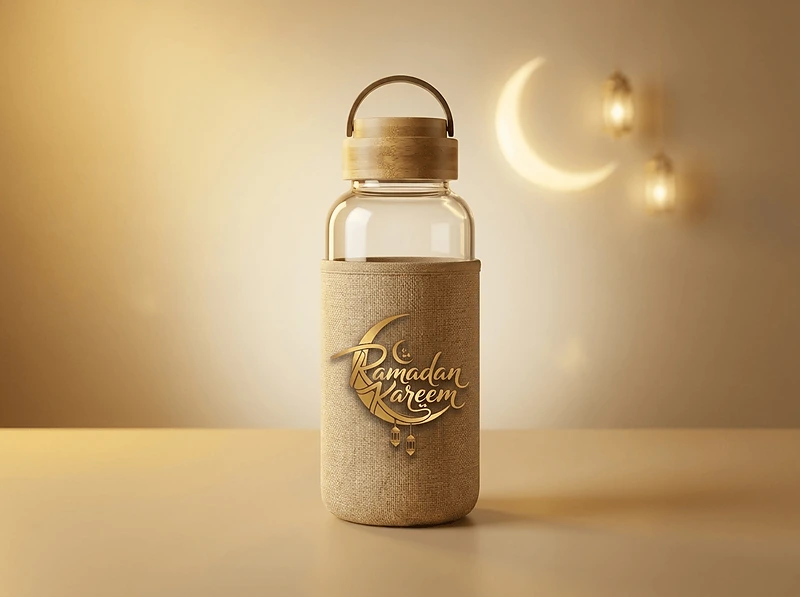 Glass Bottle with Bamboo Lid & Eco-Friendly Sleeve – 1000 ml