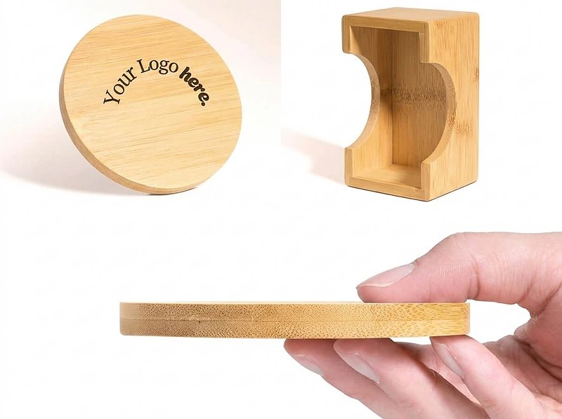 Wood Coasters Set with Holder