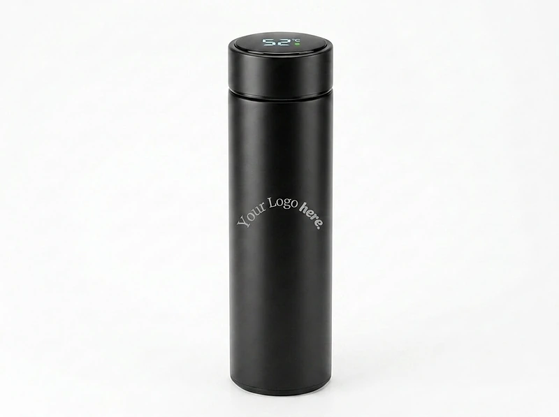 Stainless steel bottle with temperature display