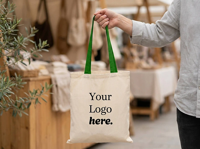Cotton Shopping Bag with Color Handles