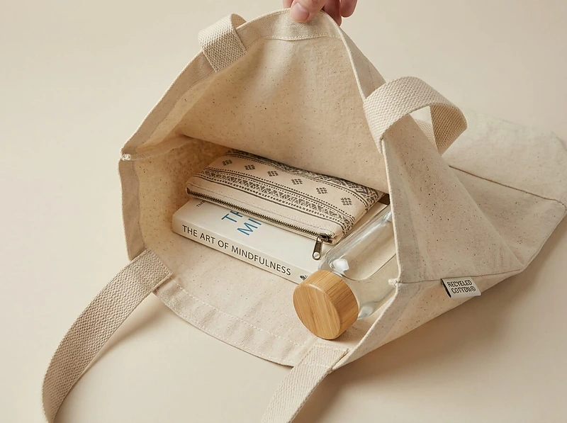 GRS-Certified Recycled Cotton Tote Bag with Gusset