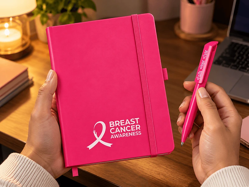 Breast Cancer Awareness Pink Notebook & Pen Set in UAE
