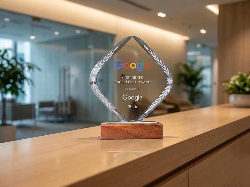 Crystal Trophy With Wooden Base