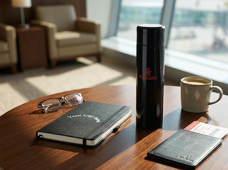 Vacuum Flask with Temperature Lid and Notebook Gift Set
