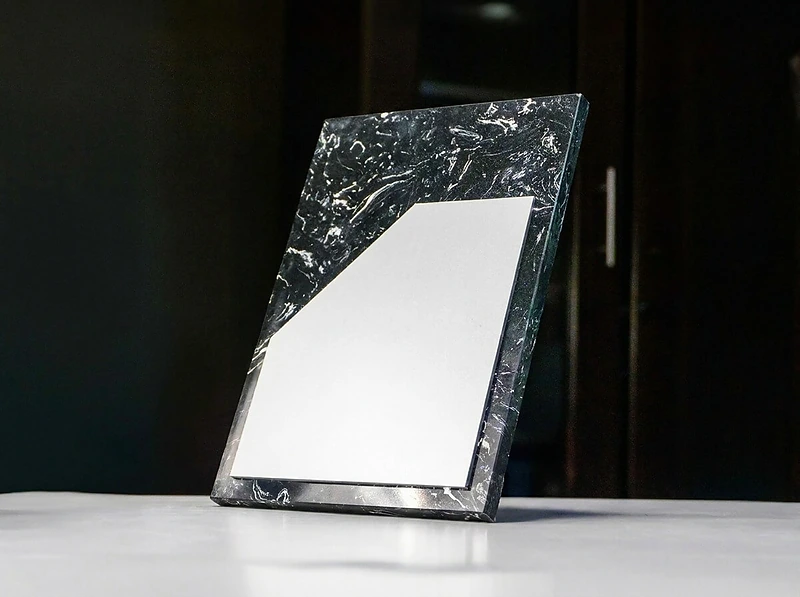 Black Stone Plaque Award with Metal Plate