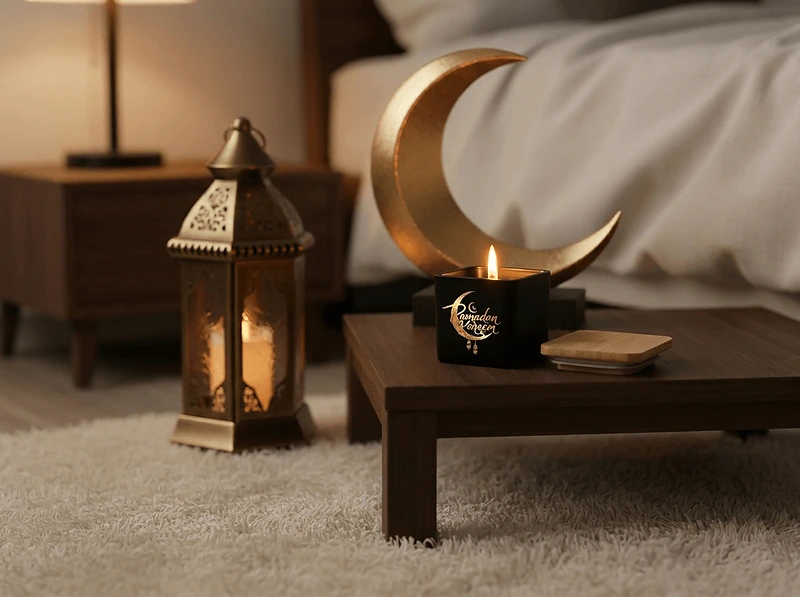 Scented Candle in Square Glass Jar with Bamboo Lid