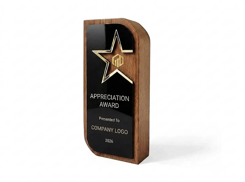 Wooden Trophy adorned with a golden star