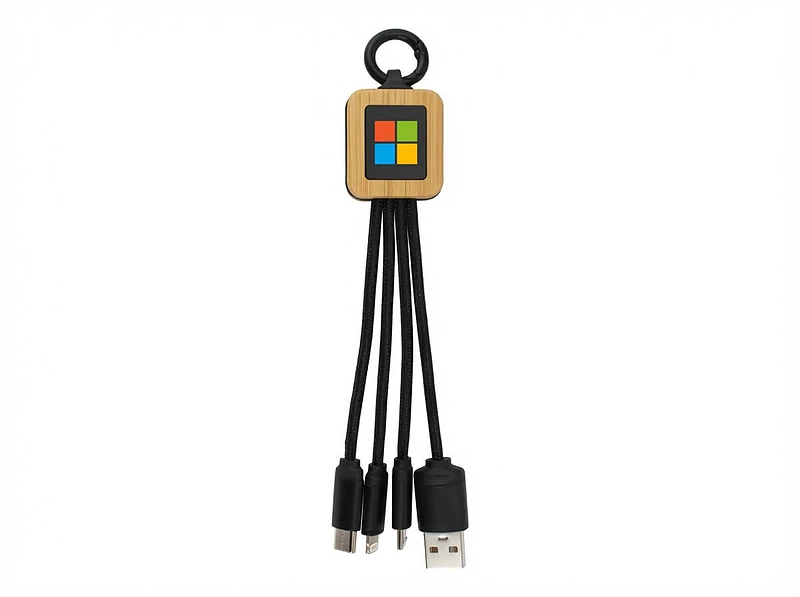 Bamboo Light-Up Logo Multi-Charging Cable Type-C