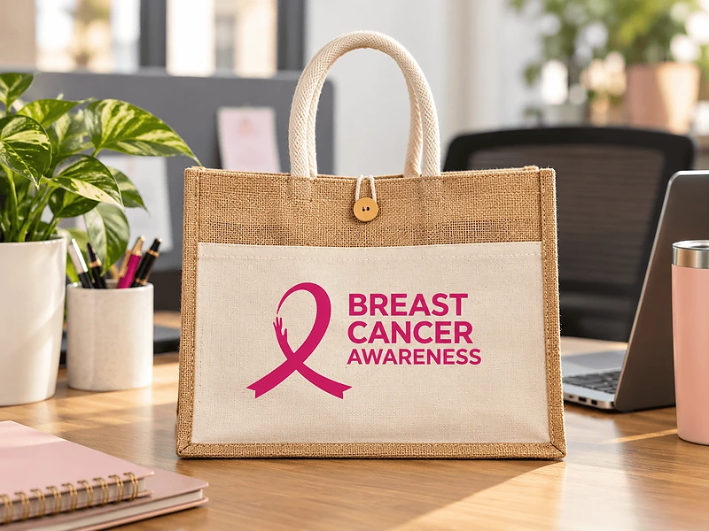 Breast Cancer Awareness Premium Jute Bag in UAE