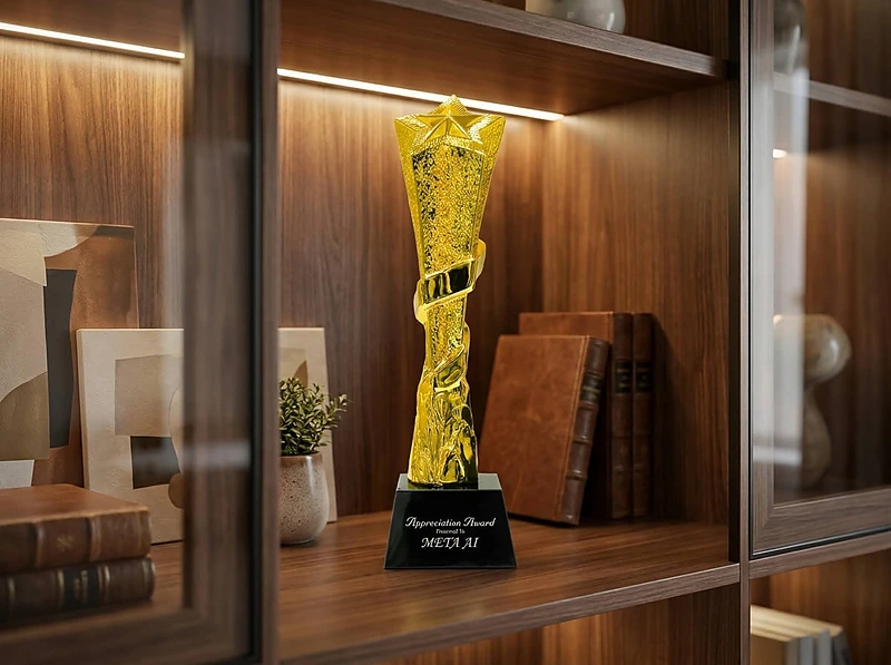 Award Trophy Star slanted full gold with black base