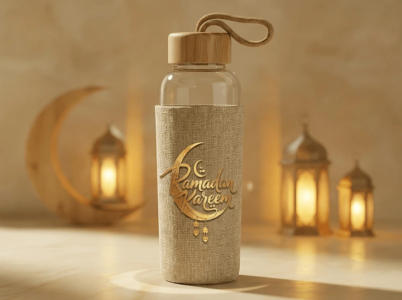 Glass Bottle with Bamboo Lid & Eco-Friendly Sleeve – 500 ml