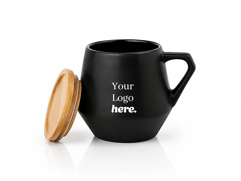 Eco-neutral Ceramic Mug with Bamboo Lid