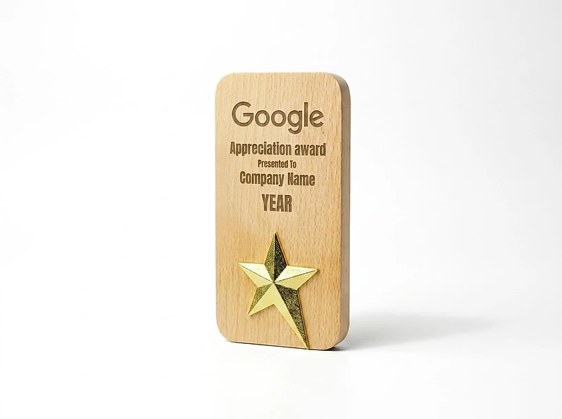 Wooden Trophy with Gold Star
