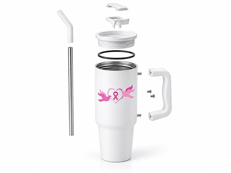 Breast Cancer Awareness Recycled Stainless Steel Tumbler 900ml in UAE