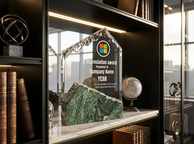 Mountain Shaped Crystal & Marble Awards in the Box