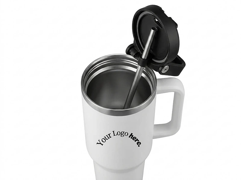 Recycled Stainless Steel Mug with Straw