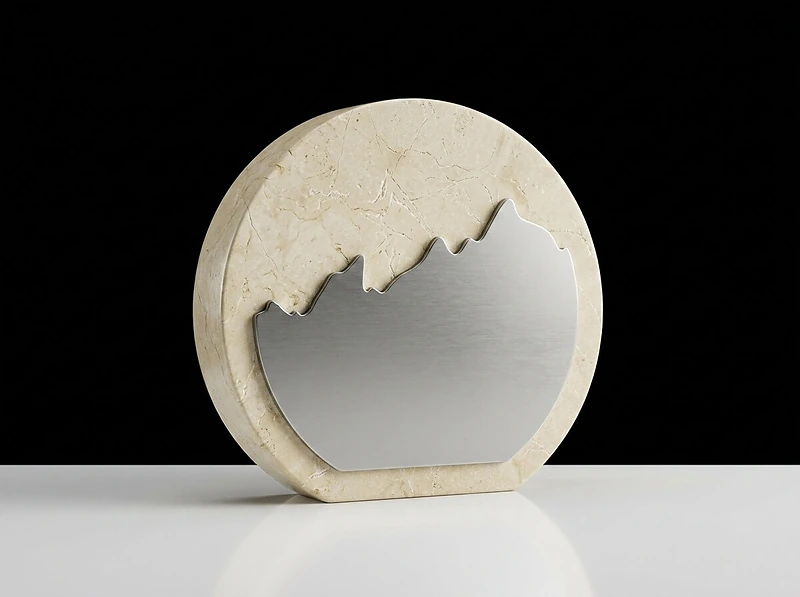 White Stone Plaque Award With Metal Plate