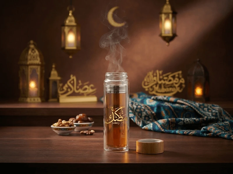 Double-Wall Glass Bottle with Bamboo Lid & Tea Infuser