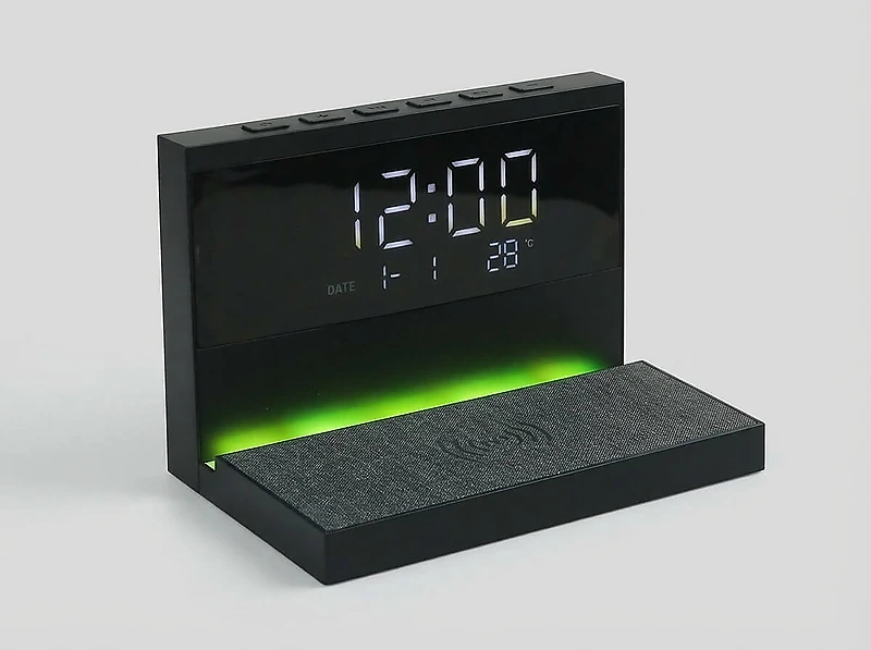 Alarm Clock, 15W Wireless Charger & Night Light