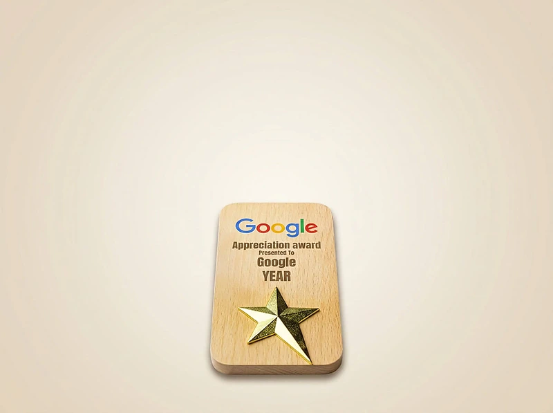 Wooden Trophy with Gold Star