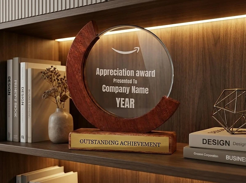 Round Moon Crystal Award