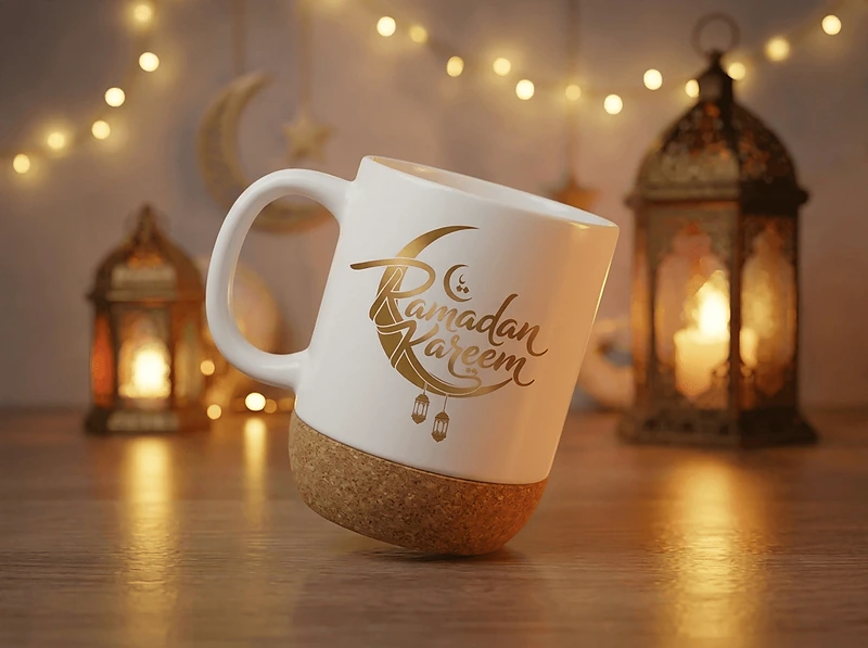 Ceramic Mugs with Lid and Cork Base