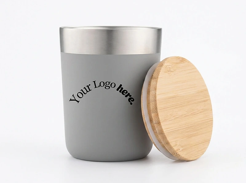 Metal Cup with Bamboo Lid