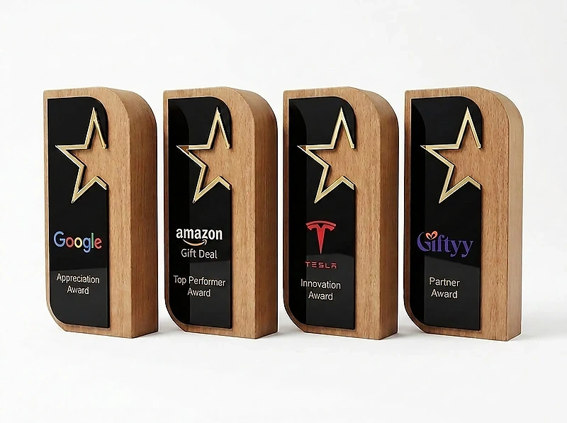 Wooden Trophy adorned with a golden star
